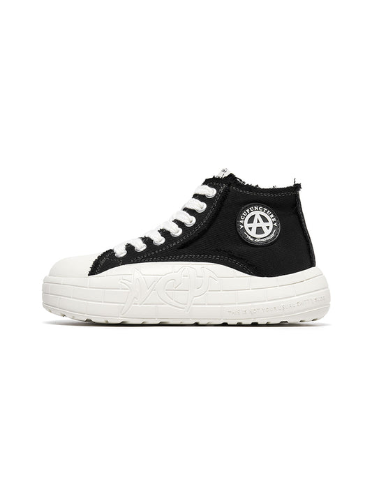 Two-Tone Platform Canvas High-Top Sneakers
