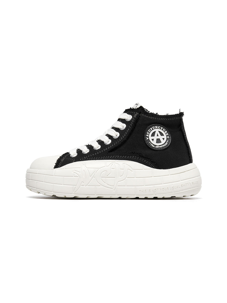 Two-Tone Platform Canvas High-Top Sneakers