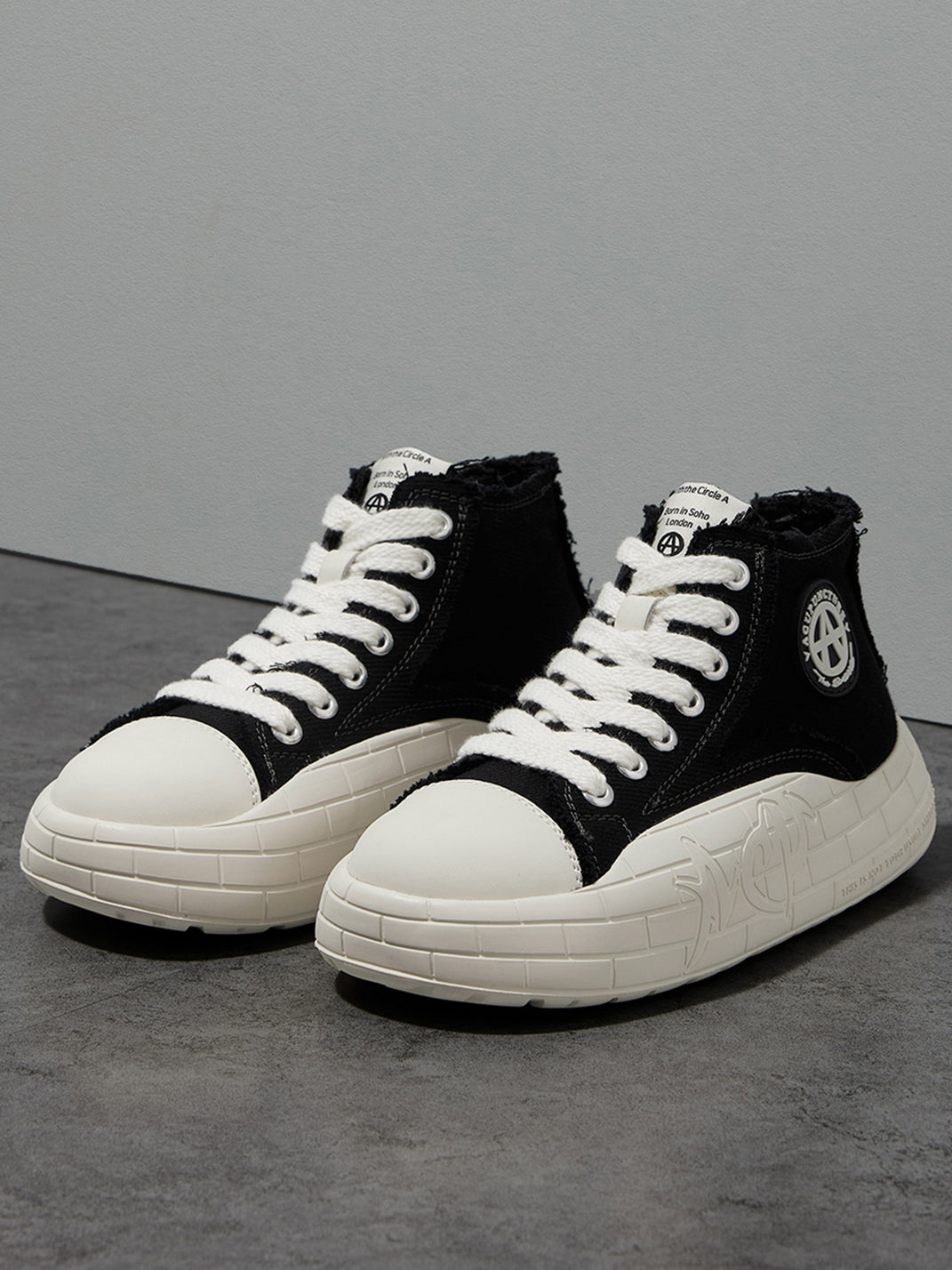 Two-Tone Platform Canvas High-Top Sneakers