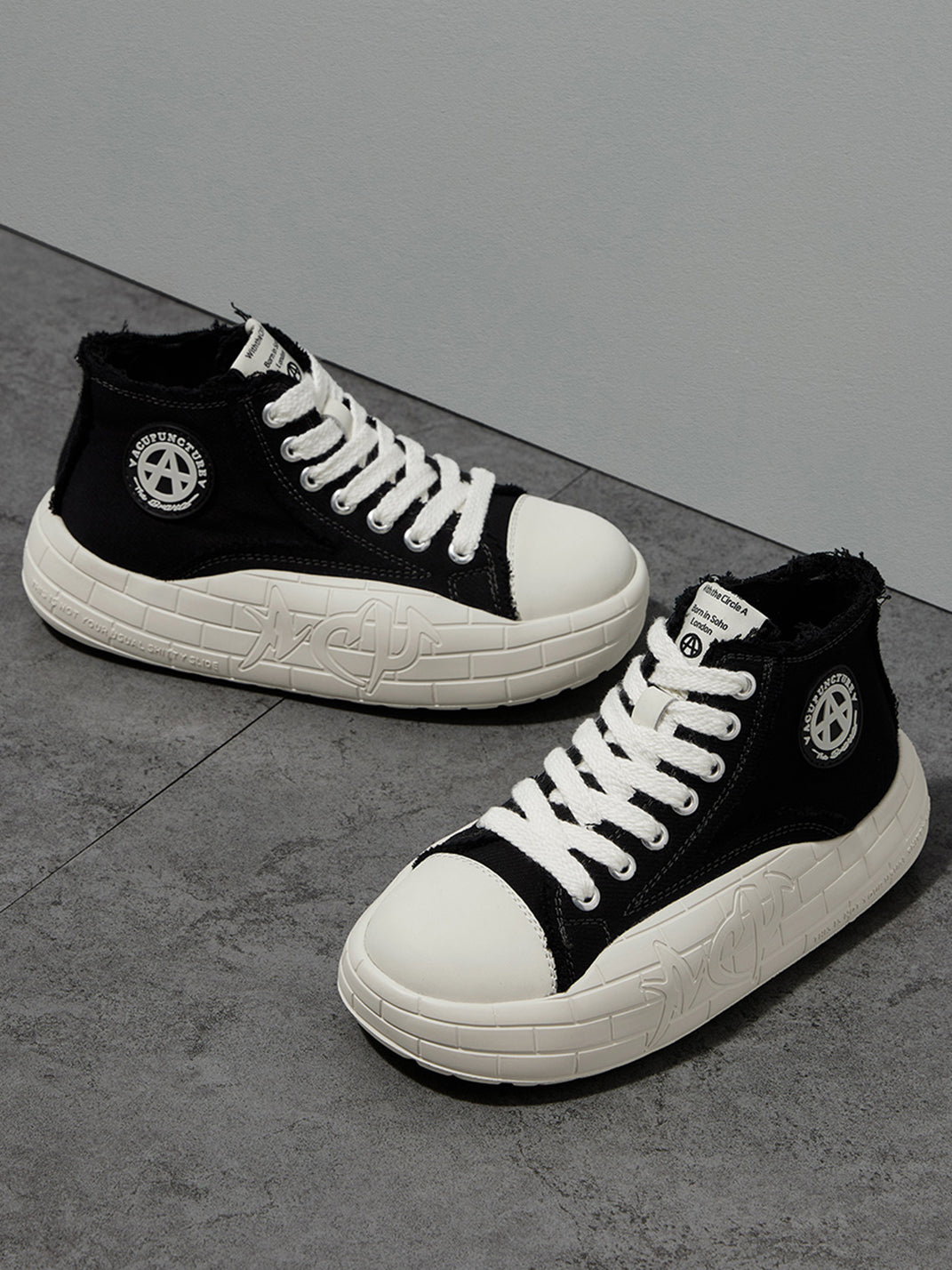 Two-Tone Platform Canvas High-Top Sneakers