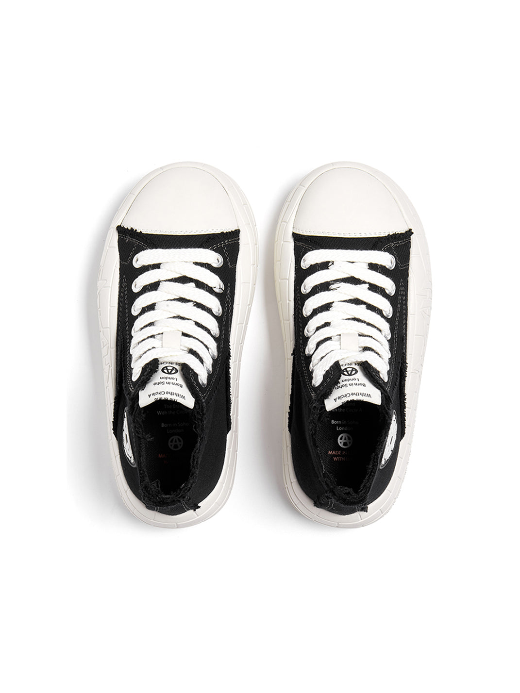 Two-Tone Platform Canvas High-Top Sneakers