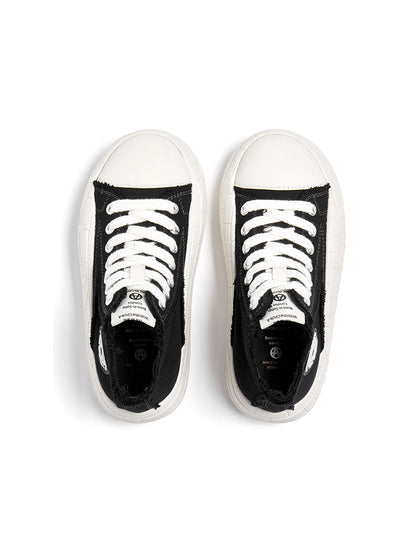 Two-Tone Platform Canvas High-Top Sneakers
