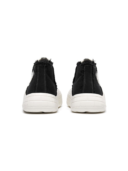 Two-Tone Platform Canvas High-Top Sneakers