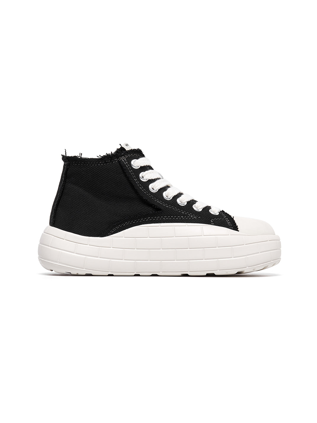Two-Tone Platform Canvas High-Top Sneakers