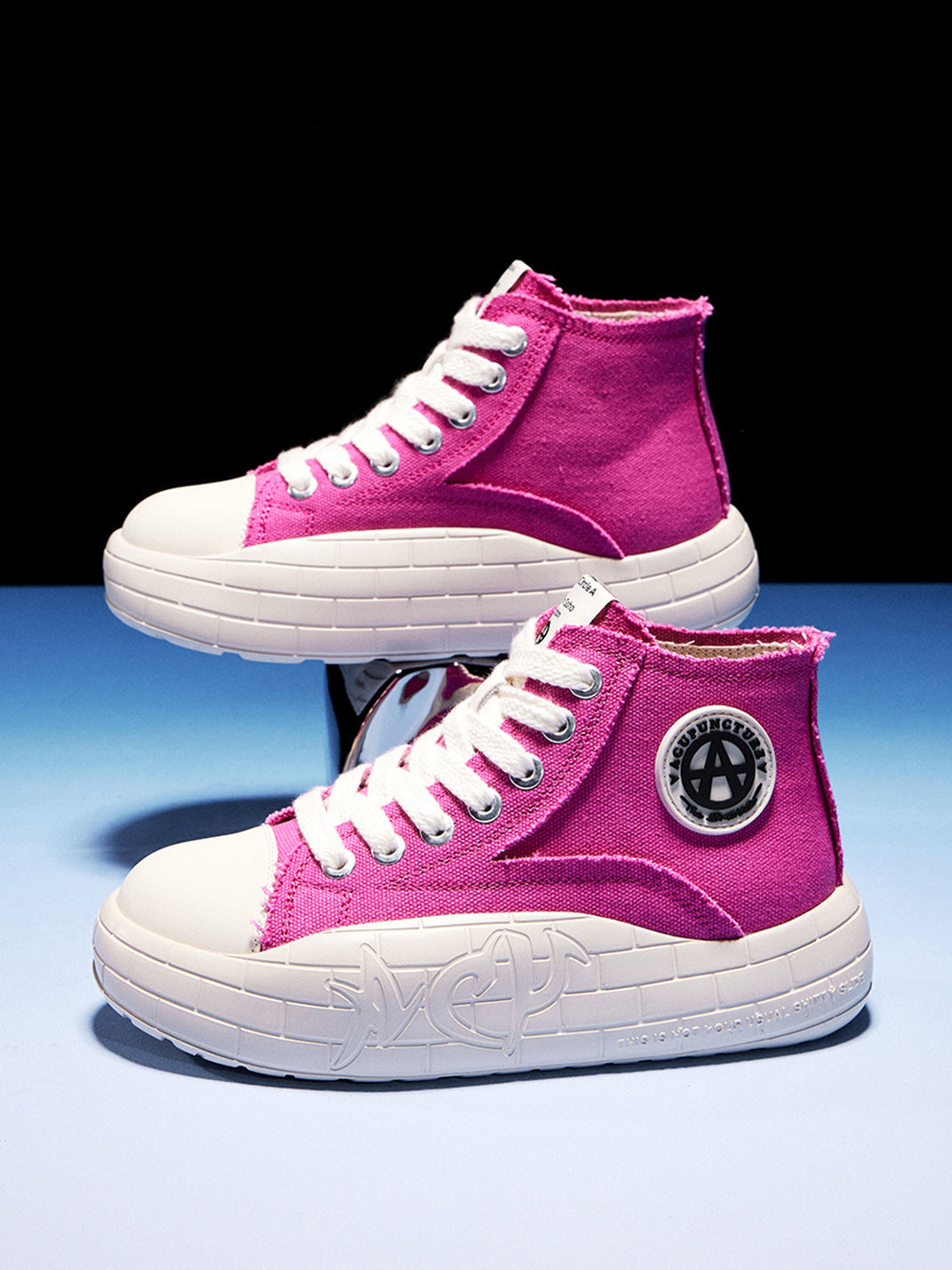 Two-Tone Platform Canvas High-Top Sneakers