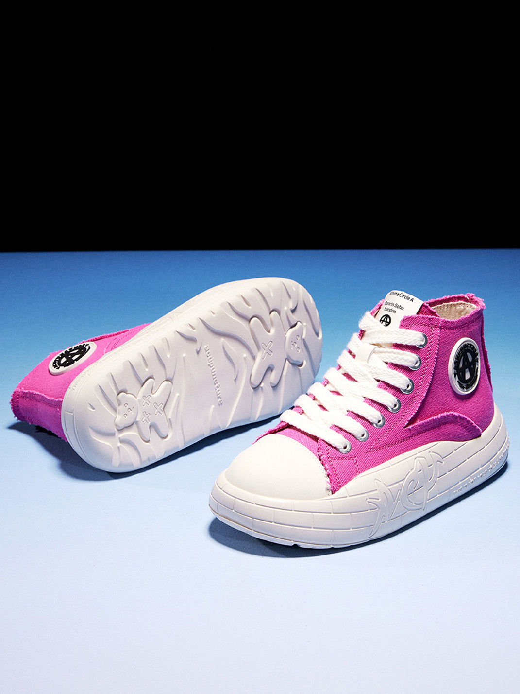 Two-Tone Platform Canvas High-Top Sneakers
