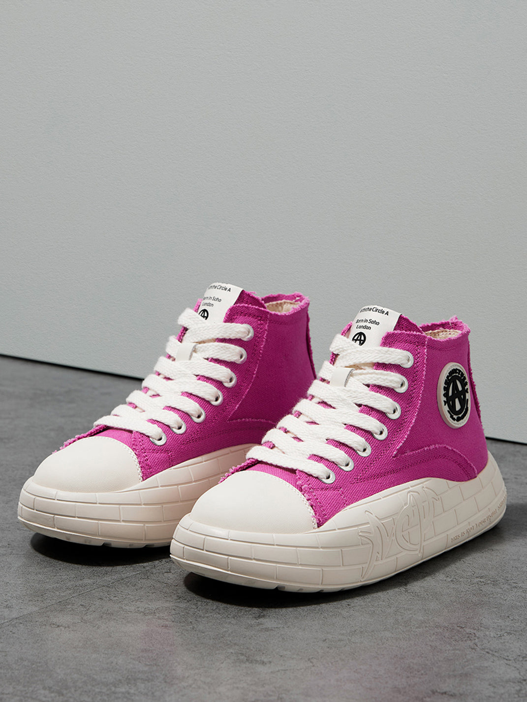Two-Tone Platform Canvas High-Top Sneakers