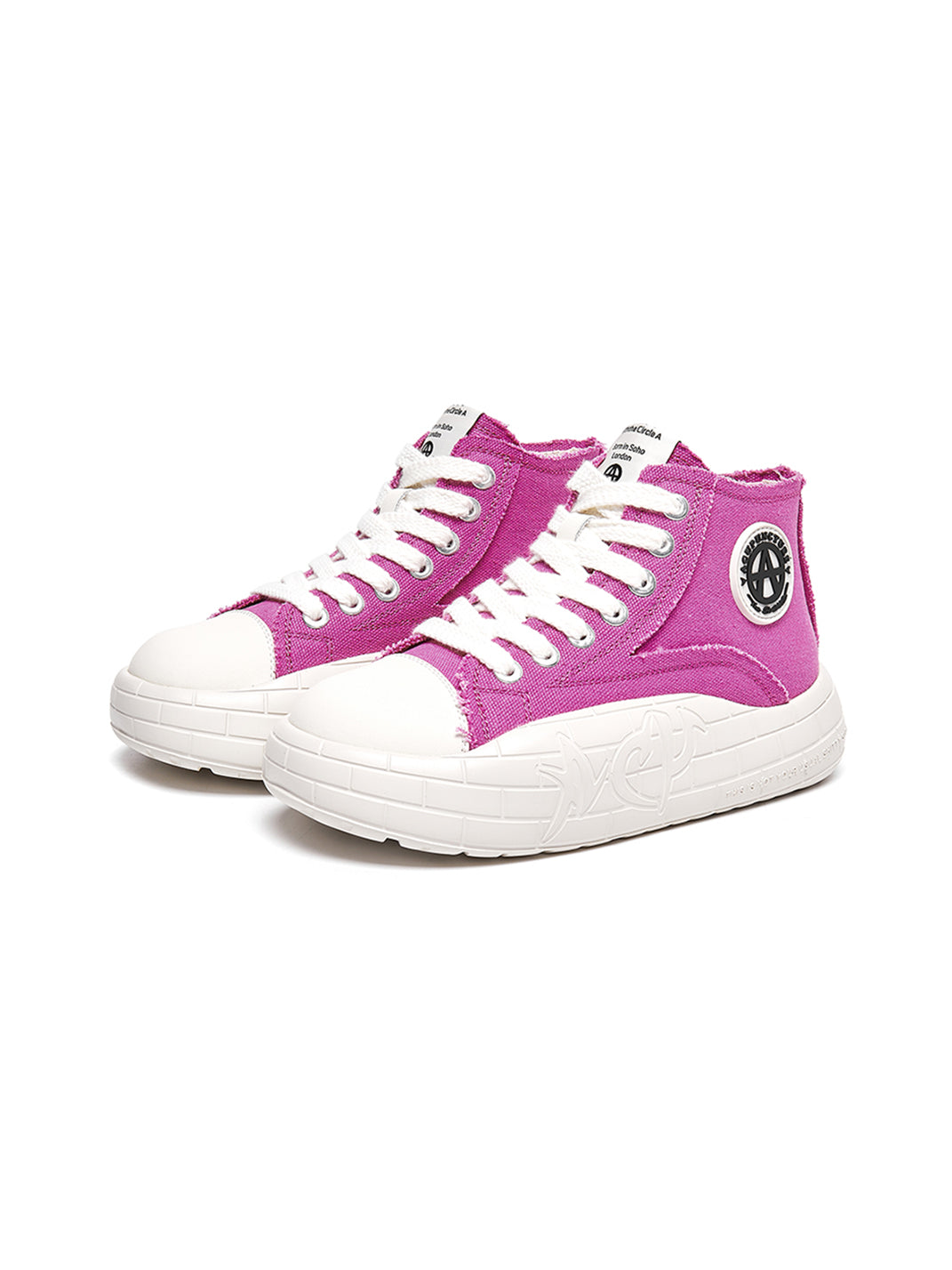 Two-Tone Platform Canvas High-Top Sneakers