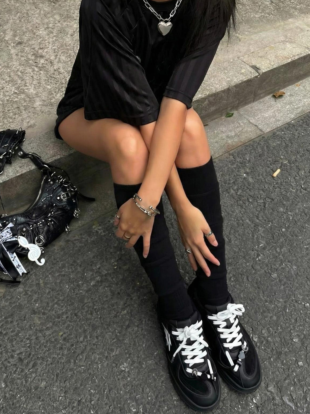 Solar-Applique Leather Court Sneakers