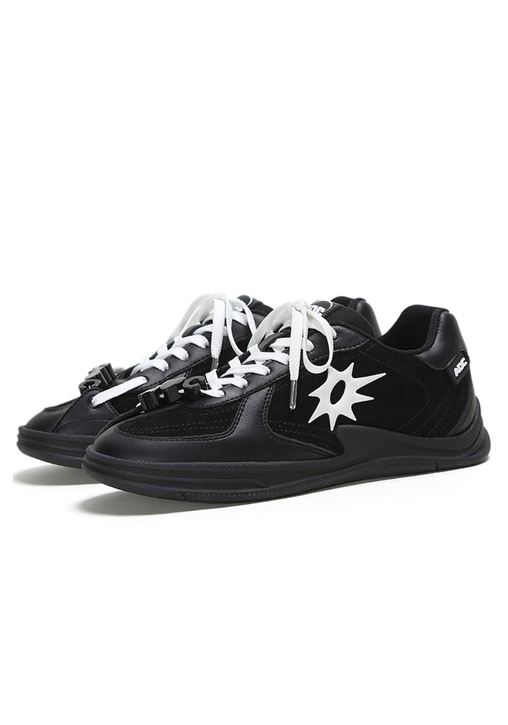 Solar-Applique Leather Court Sneakers