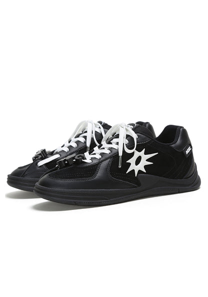 Solar-Applique Leather Court Sneakers