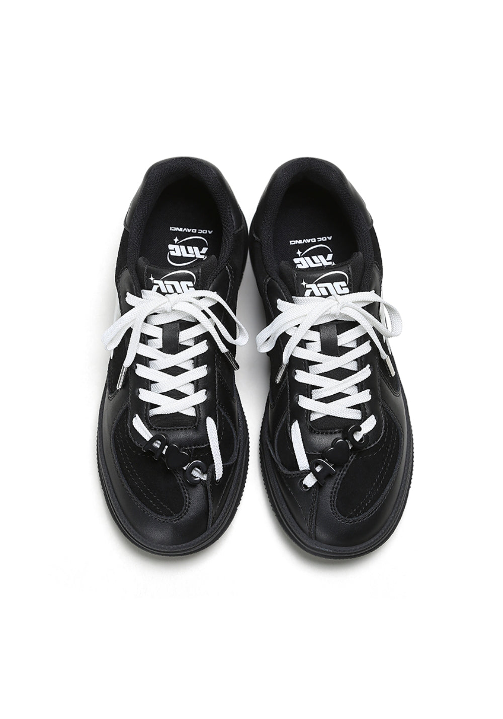 Solar-Applique Leather Court Sneakers