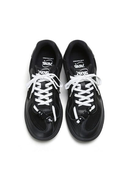Solar-Applique Leather Court Sneakers