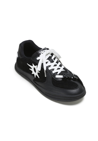 Solar-Applique Leather Court Sneakers