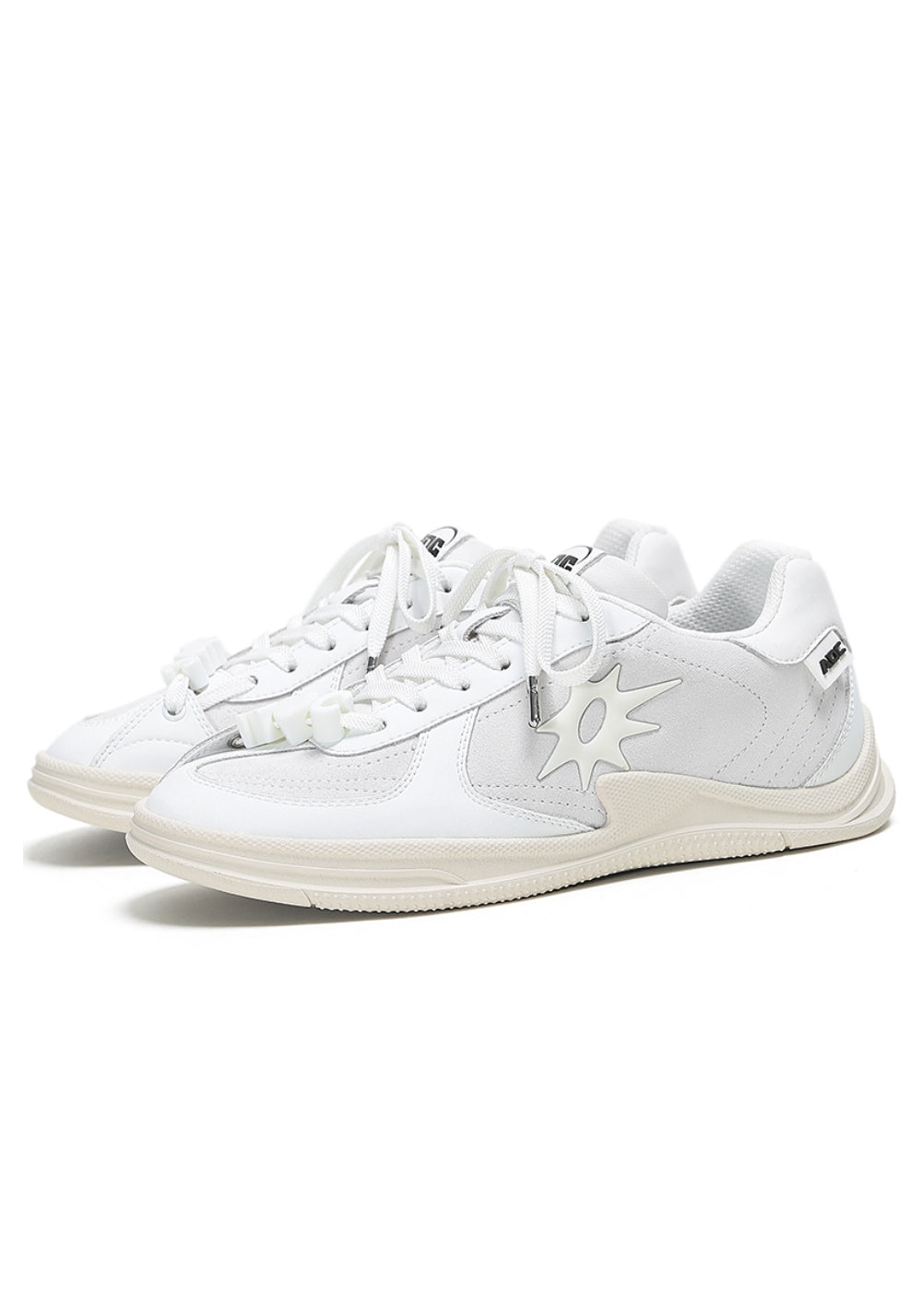 Solar-Applique Leather Court Sneakers