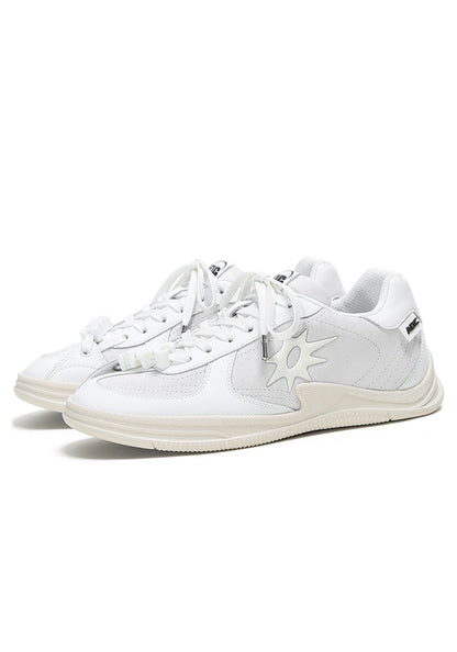 Solar-Applique Leather Court Sneakers