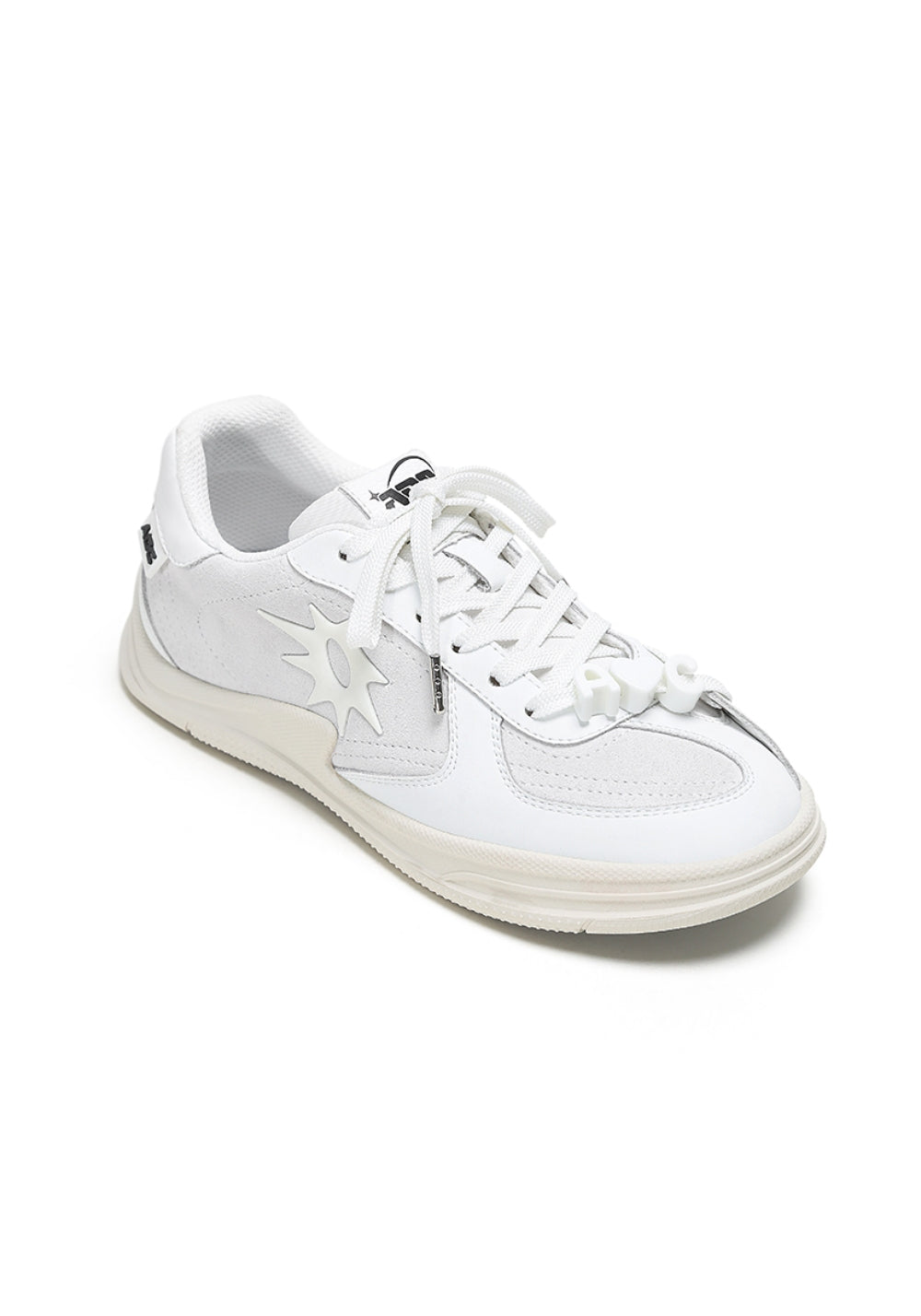 Solar-Applique Leather Court Sneakers