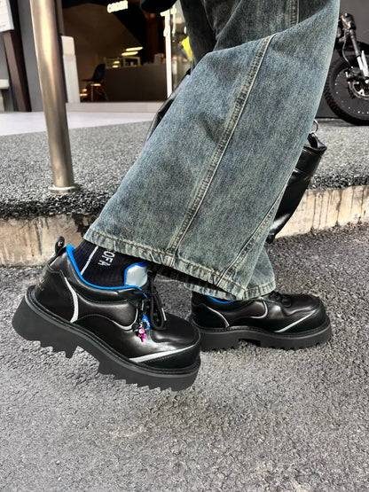 Metallic Stardust Lug-Sole Derby Shoes