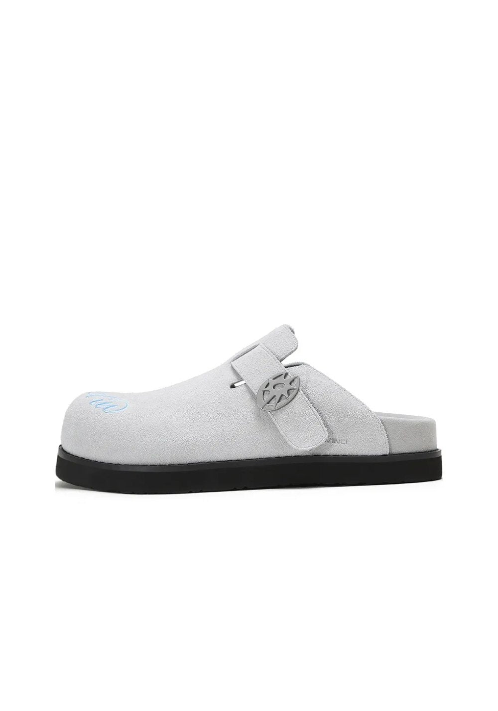 Solar-Buckle Suede Comfort Slides