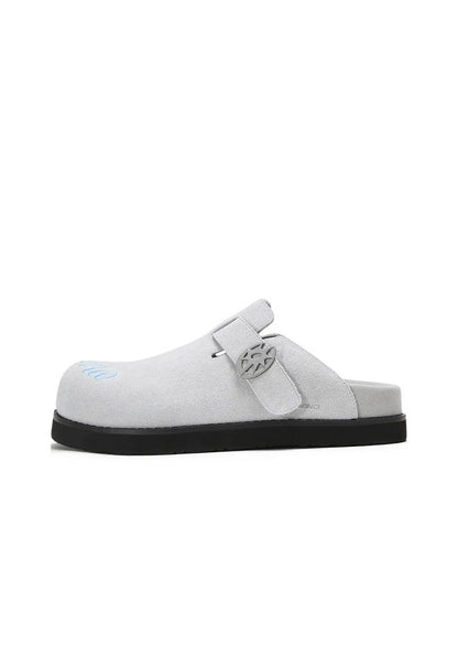 Solar-Buckle Suede Comfort Slides