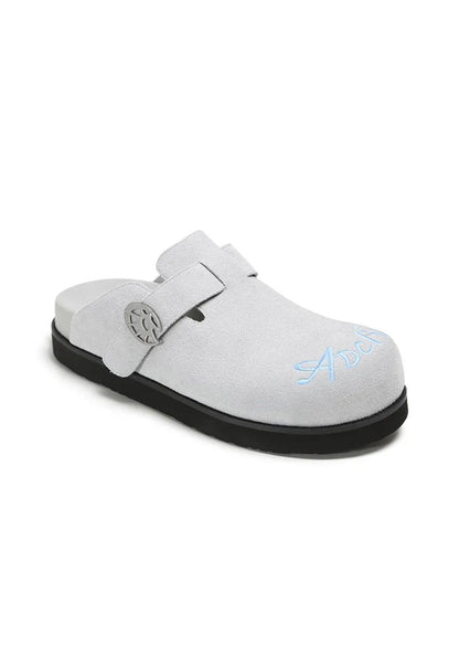 Solar-Buckle Suede Comfort Slides