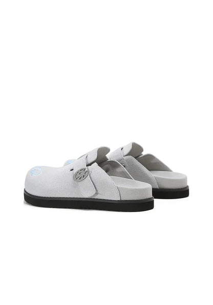 Solar-Buckle Suede Comfort Slides