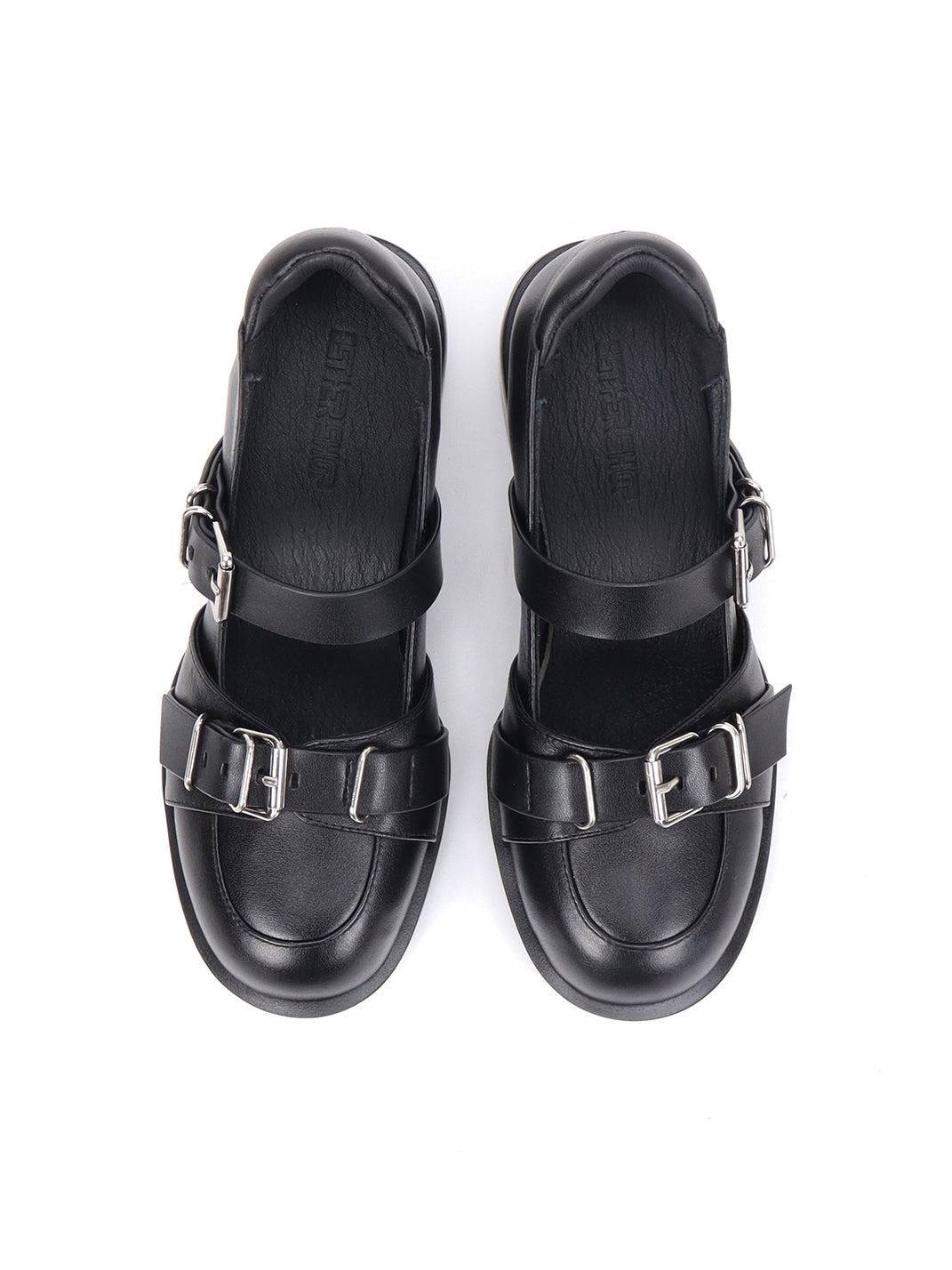 Double-Buckle Round-Toe Block-Heel Mary Janes