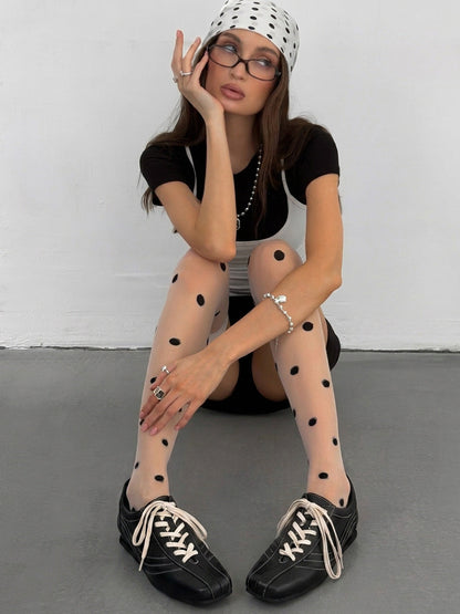 Square-Toe Black Leather Retro Trainers