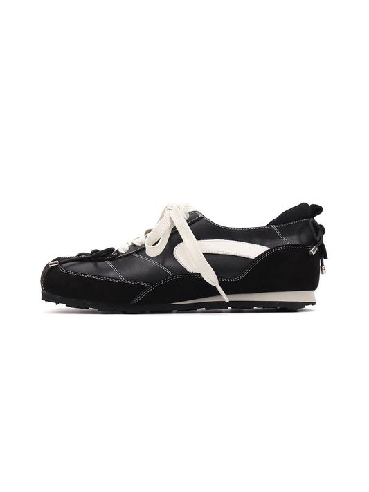 Square-Toe Leather Sport Ballet Flats