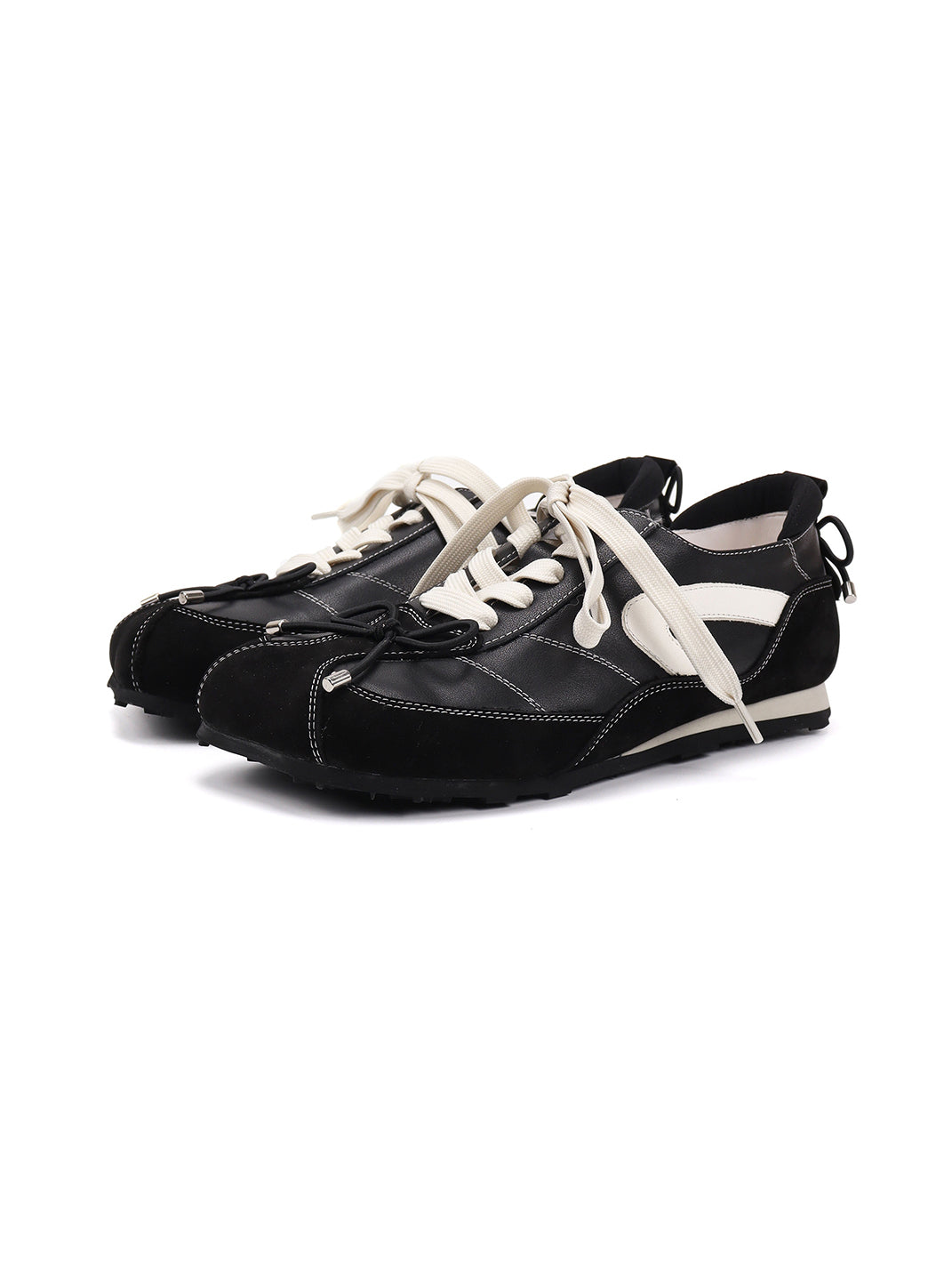 Square-Toe Leather Sport Ballet Flats
