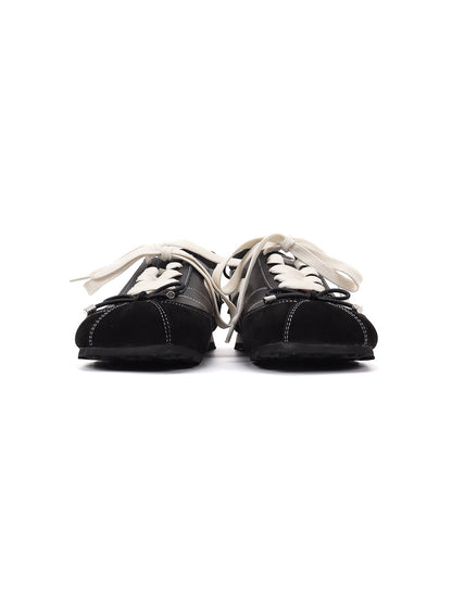Square-Toe Leather Sport Ballet Flats