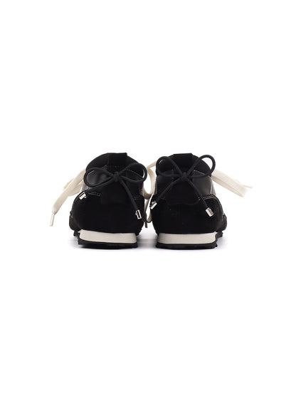 Square-Toe Leather Sport Ballet Flats