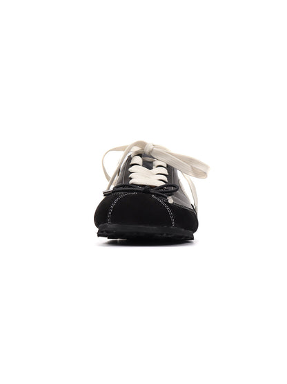 Square-Toe Leather Sport Ballet Flats