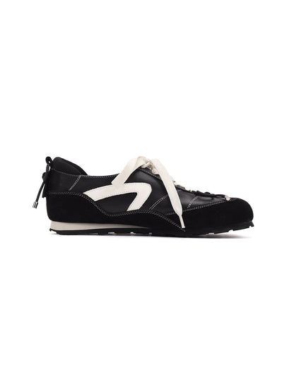 Square-Toe Leather Sport Ballet Flats