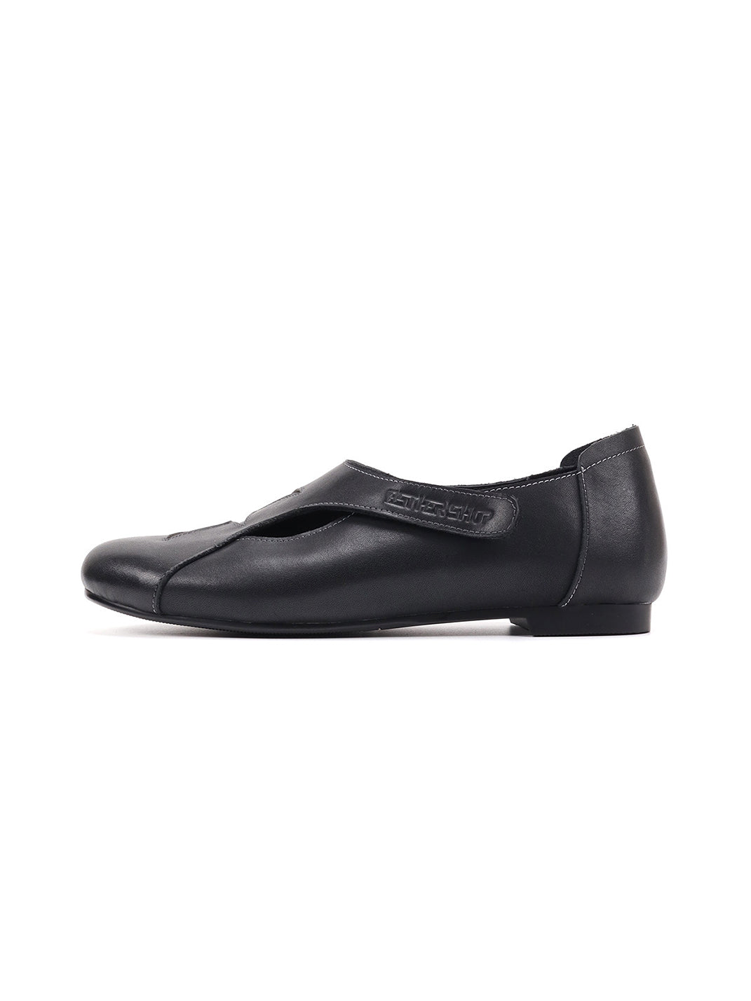 Star-Panel Square-Toe Leather Ballet Flats