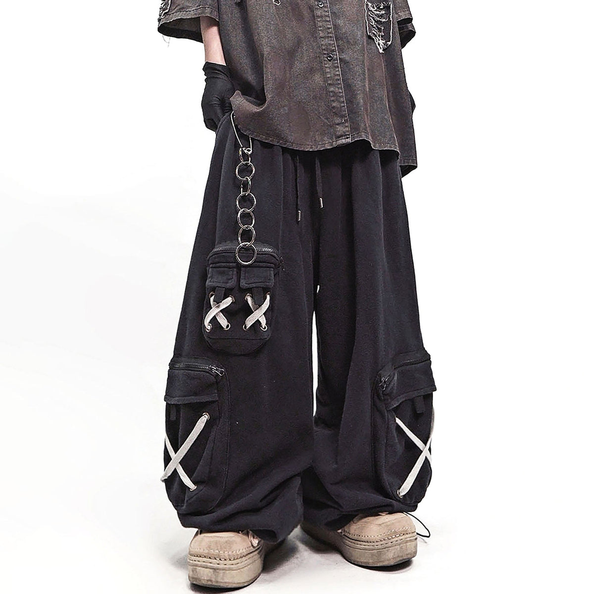 UUCSCC Retro Multi-Pocket Wide-Leg Cargo Pants