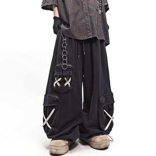 UUCSCC Retro Multi-Pocket Wide-Leg Cargo Pants