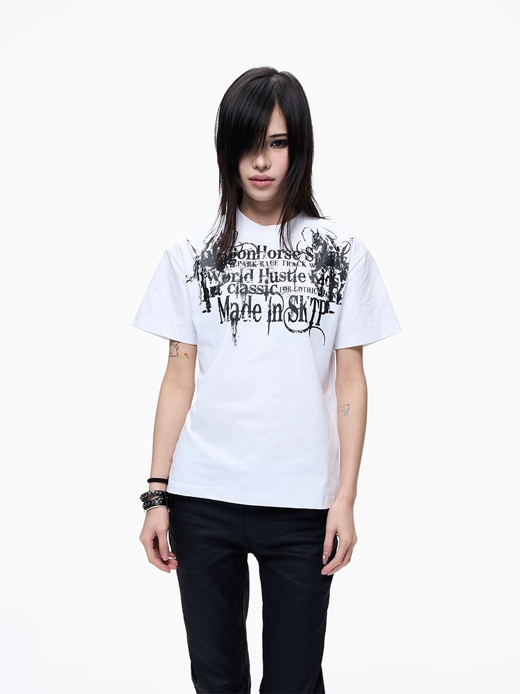 White Crewneck Wide-leg Short-sleeve T-shirt
