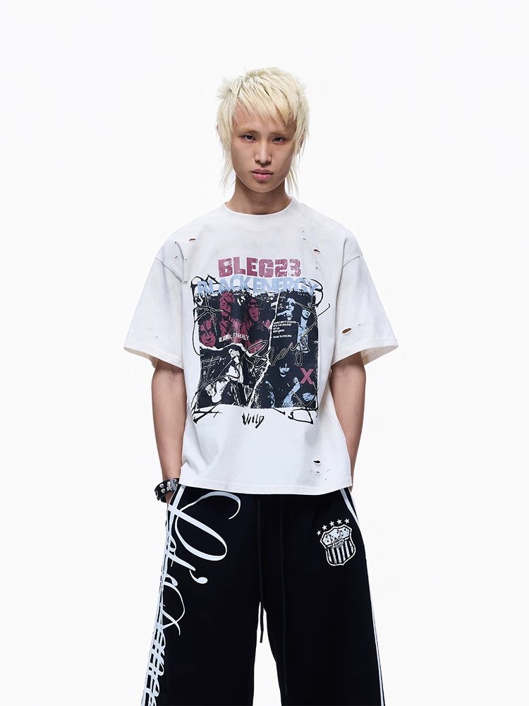 Vintage Cotton Crew Neck Loose Fit Short Sleeve
