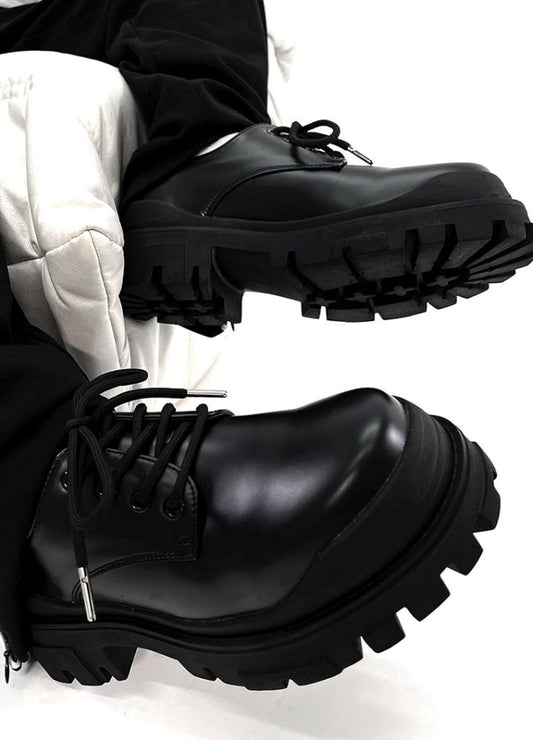 High-mode style black ankh shiny boots  HL3134