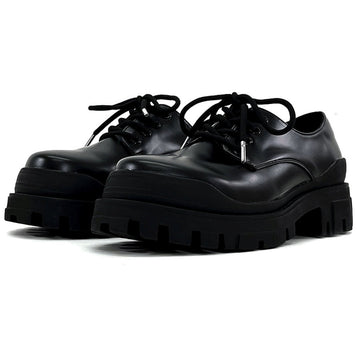 High-mode style black ankh shiny boots