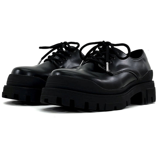 High-mode style black ankh shiny boots  HL3134