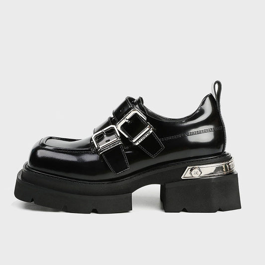 High-length boot-cut black design shoes  HL3135