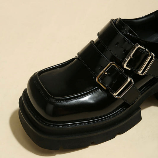 High-length boot-cut black design shoes  HL3135