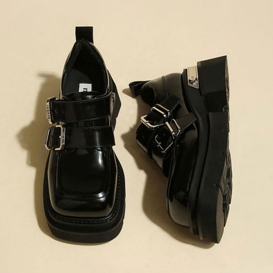 High-length boot-cut black design shoes  HL3135