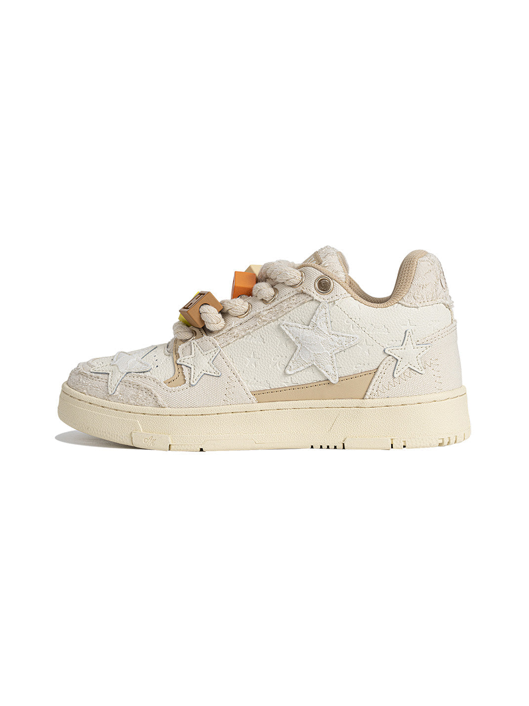Beige Lace Star Low-Top Sneakers