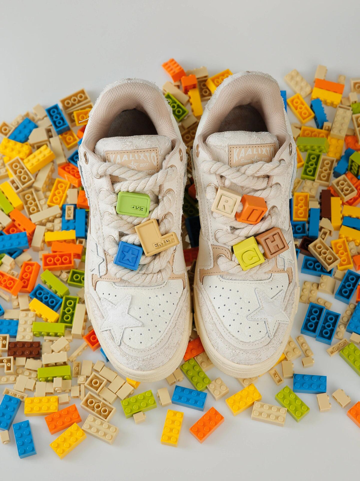 Beige Lace Star Low-Top Sneakers
