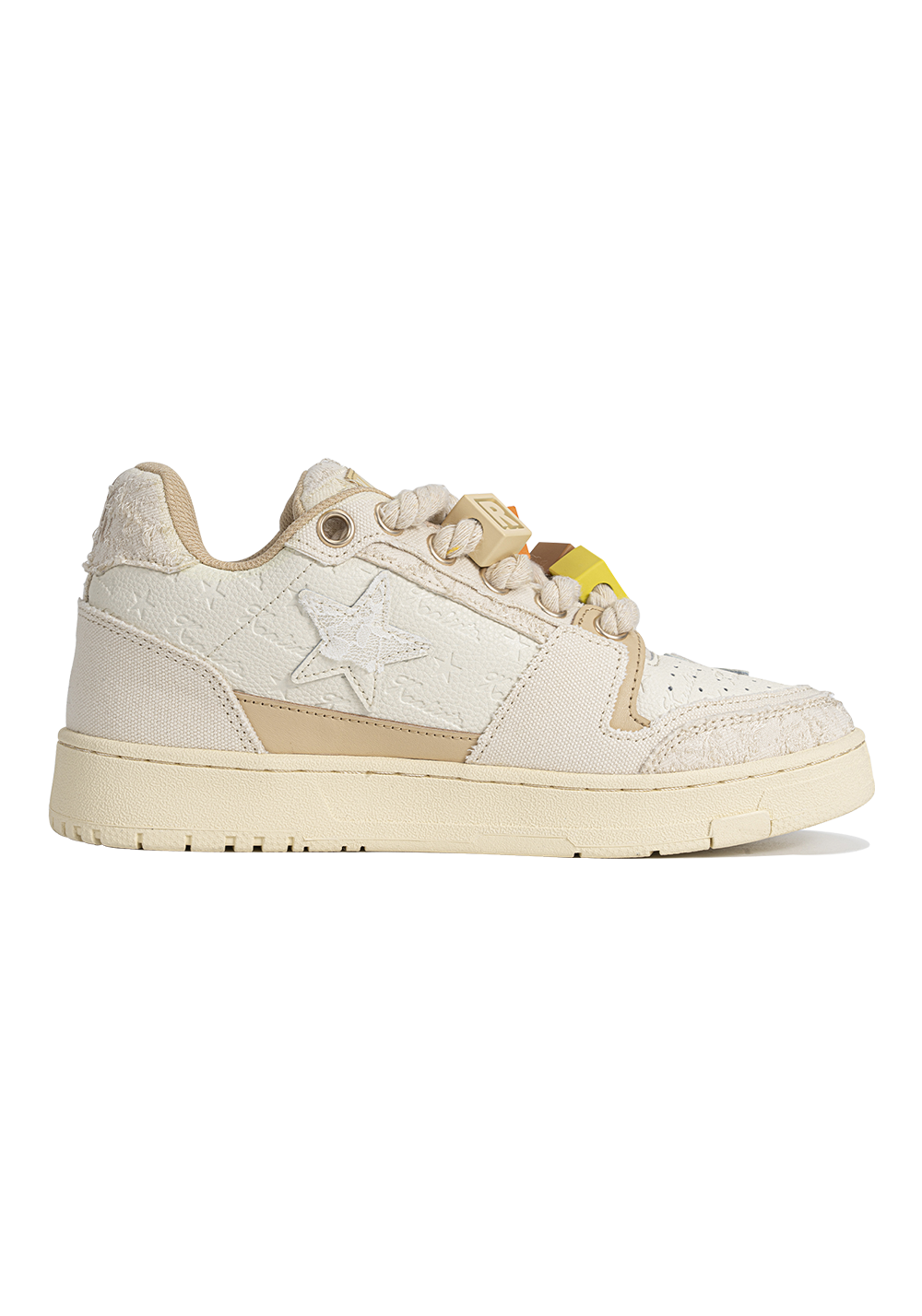 Beige Lace Star Low-Top Sneakers