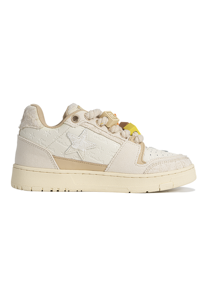Beige Lace Star Low-Top Sneakers