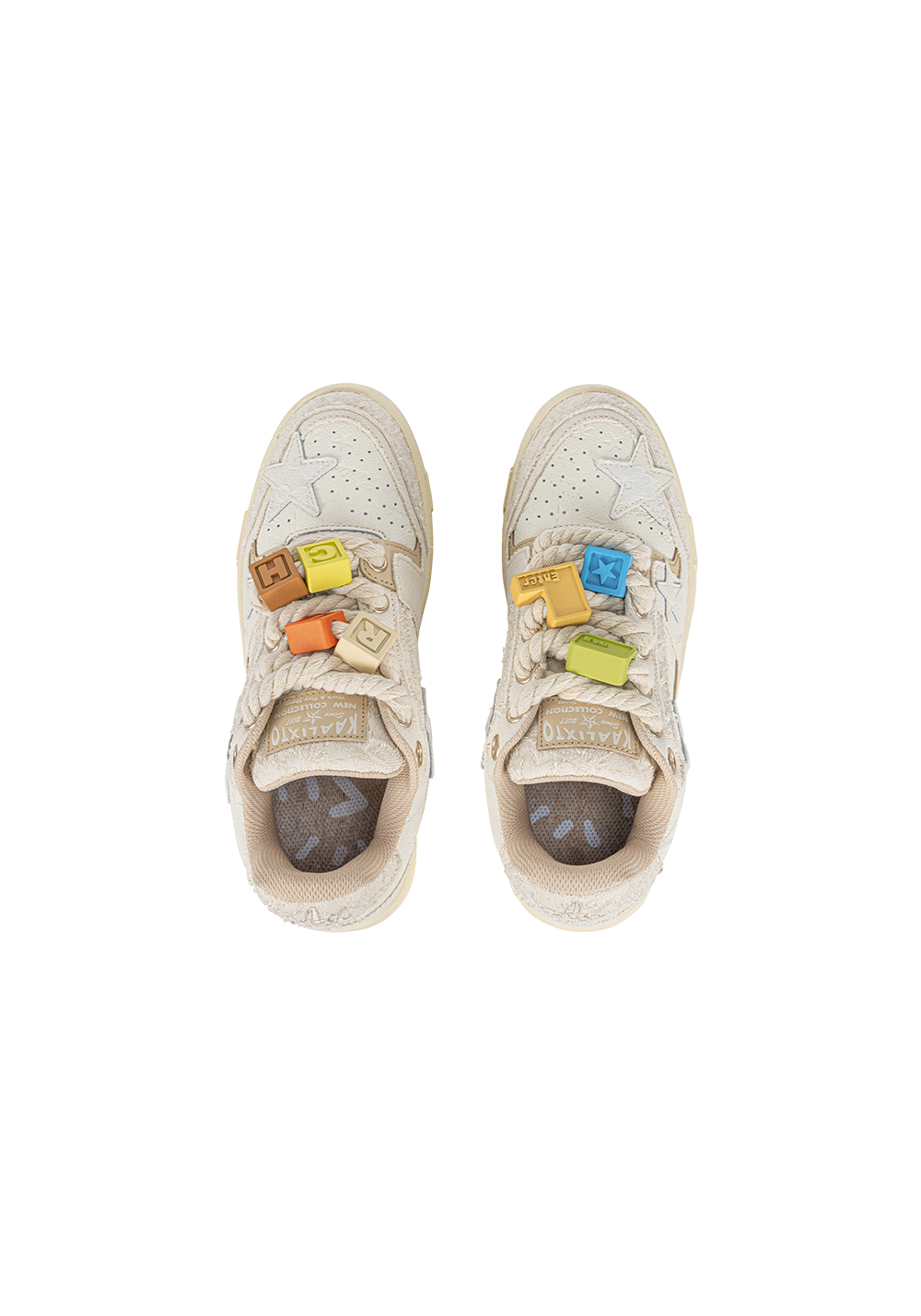Beige Lace Star Low-Top Sneakers